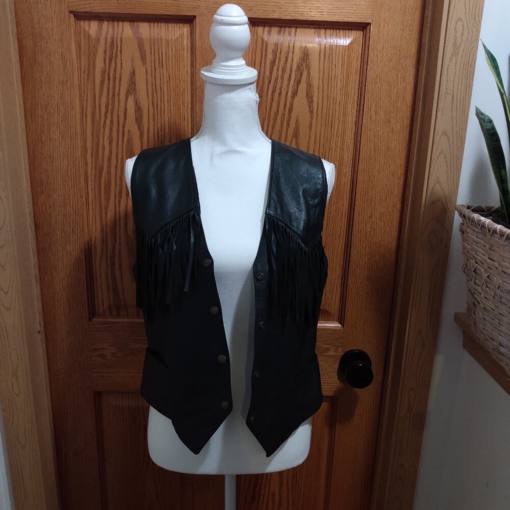 Ladies Size M Fringed Leather Vest